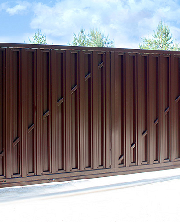 Ворота откатные Grand Line Colority Zinc RAL 8017 шоколад - 6