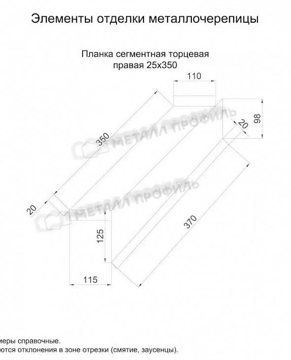 Планка сегментная торцевая МЕТАЛЛ ПРОФИЛЬ RAL3005 - 2