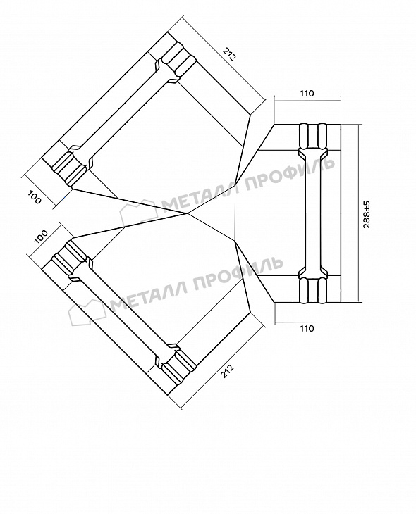 Тройник для круглого конька МЕТАЛЛ ПРОФИЛЬ RAL3005 - 2