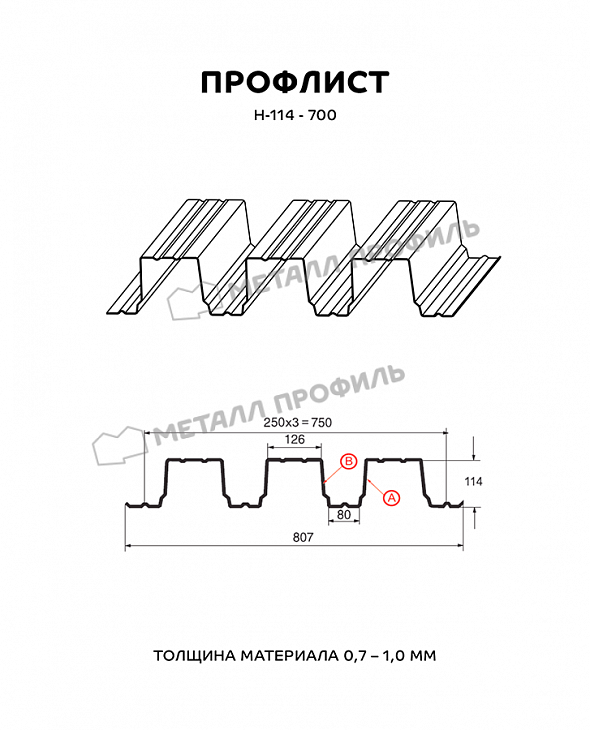 Профнастил МЕТАЛЛ ПРОФИЛЬ Н-114 RAL9010  - 2