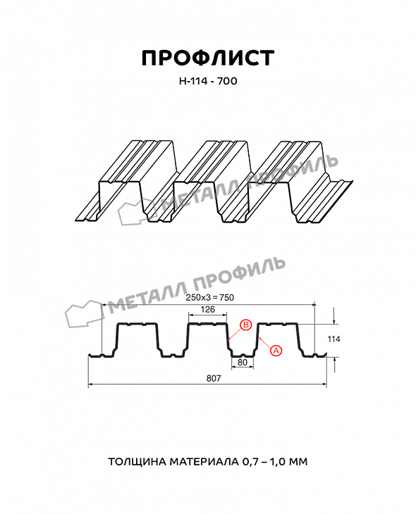 Профнастил МЕТАЛЛ ПРОФИЛЬ Н-114 RAL9003 - 2