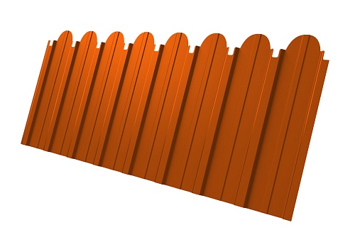 Заборы фигурные из профнастила Grand Line С10 (A) RAL 2004 оранжевый